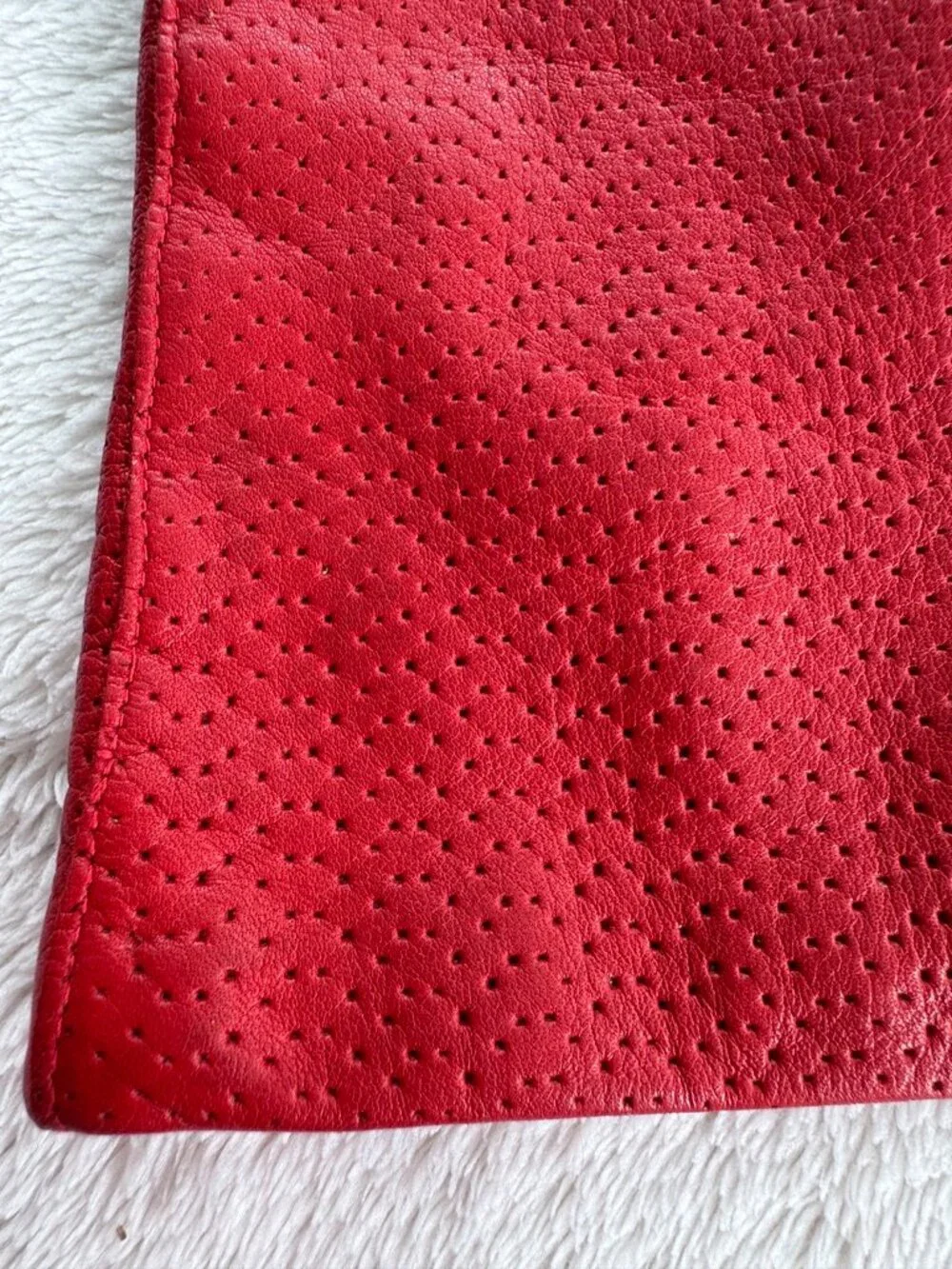 Vintage Women'd Red Leather Gloves Made in Italy Rike's Dept Store Size 7.5